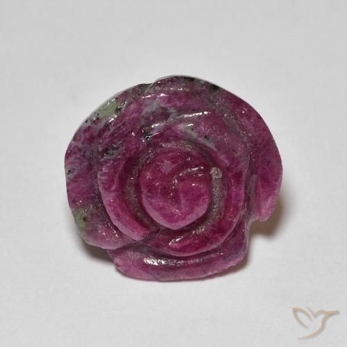14.14ct Naturale Multicolore Rubino-Zoisite, Taglio a fiore, Opaco