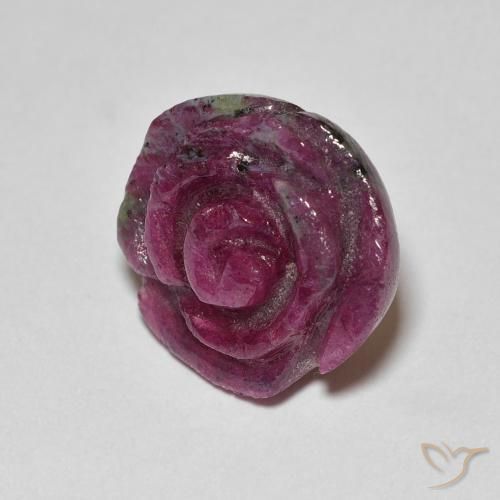 Rubino-Zoisite Multicolore naturale da 14.14 ct, Taglio a fiore, Opaco