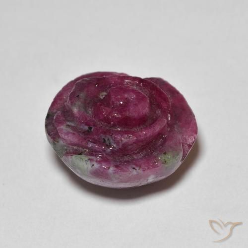 Rubino-Zoisite Multicolore naturale da 14.14 ct, Taglio a fiore, Opaco