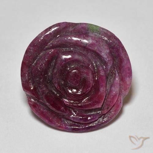 16.99ct Naturale Viola scuro Rubino-Zoisite, Taglio a fiore, Opaco