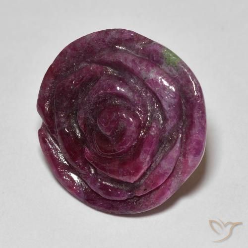 Rubino-Zoisite Viola scuro naturale da 16.99 ct, Taglio a fiore, Opaco