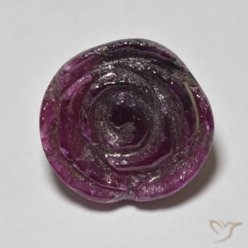15.45ct Naturale Viola medio Rubino-Zoisite, Taglio a fiore, Opaco