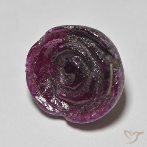 Rubino-Zoisite Viola medio naturale da 15.45 ct, Taglio a fiore, Opaco