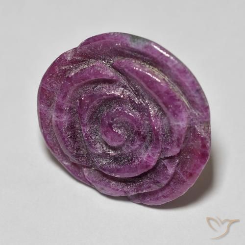 Rubino-Zoisite Medium Dark-Purple naturale da 14.07 ct, Taglio a fiore, Opaco
