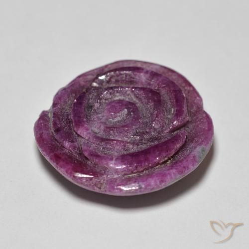 Rubino-Zoisite Medium Dark-Purple naturale da 14.07 ct, Taglio a fiore, Opaco