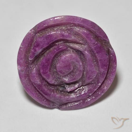 14.36ct Naturale Medium Dark-Purple Rubino-Zoisite, Taglio a fiore, Opaco