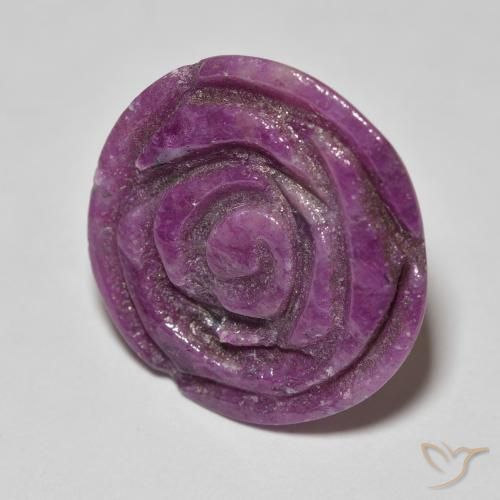 Rubino-Zoisite Medium Dark-Purple naturale da 14.36 ct, Taglio a fiore, Opaco