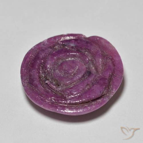 Rubino-Zoisite Medium Dark-Purple naturale da 14.36 ct, Taglio a fiore, Opaco