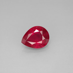 Rubino naturale rosso da 1,96 ct, taglio a pera, VS-SI