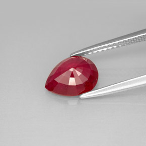 Rubino naturale rosso da 1,96 ct, taglio a pera, VS-SI