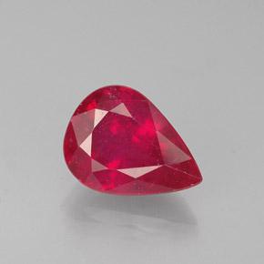 Rubino naturale rosso da 1,66 ct, taglio a pera, VS-SI