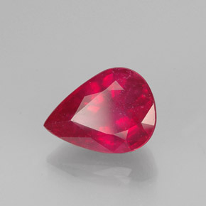 Rubino naturale rosso da 1,66 ct, taglio a pera, VS-SI