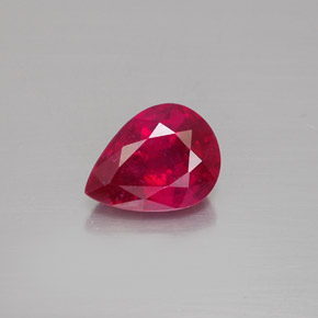 Rubino naturale rosso da 1,53 ct, taglio a pera, VS-SI