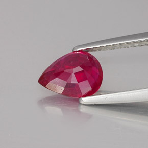 Rubino naturale rosso da 1,53 ct, taglio a pera, VS-SI