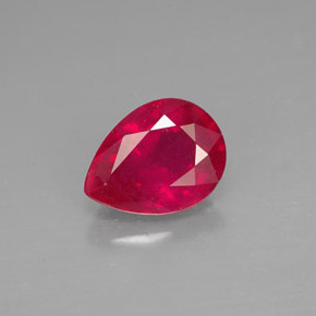 Rubino naturale rosso da 1,58 ct, taglio a pera, VS-SI