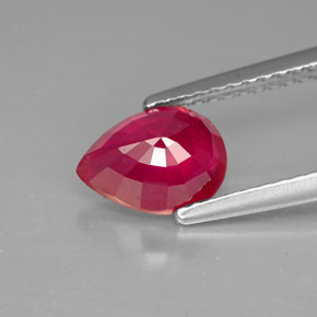 Rubino naturale rosso da 1,58 ct, taglio a pera, VS-SI