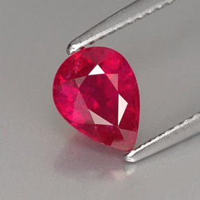 Rubino naturale rosso da 1,61 ct, taglio a pera, VS-SI