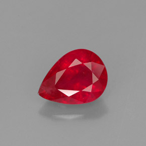 Rubino naturale rosso da 1,64 ct, taglio a pera, VS-SI