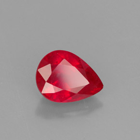 Rubino naturale rosso da 1,64 ct, taglio a pera, VS-SI