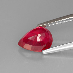 Rubino naturale rosso da 1,64 ct, taglio a pera, VS-SI