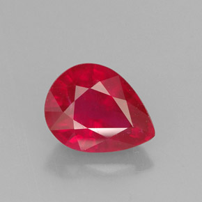 Rubino naturale rosso da 1,62 ct, taglio a pera, VS-SI