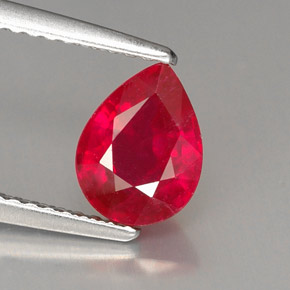 Rubino naturale rosso da 1,51 ct, taglio a pera, VS-SI