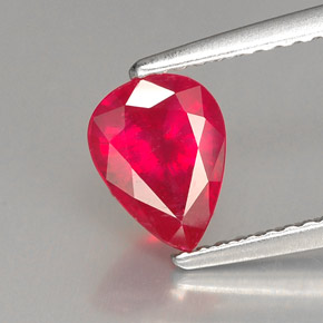 Rubino naturale rosso da 1,37 ct, taglio a pera, VS-SI