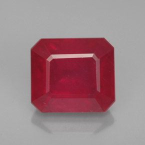 Rubino naturale rosso da 4,93 ct, taglio smeraldo, VS-SI