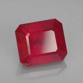 Rubino naturale rosso da 4,93 ct, taglio smeraldo, VS-SI