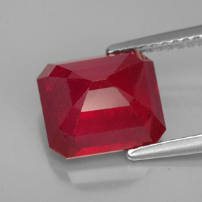 Rubino naturale rosso da 4,93 ct, taglio smeraldo, VS-SI
