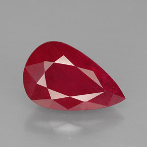 Rubino naturale rosso da 4,46 ct, taglio a pera, VS-SI
