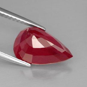 Rubino naturale rosso da 4,46 ct, taglio a pera, VS-SI