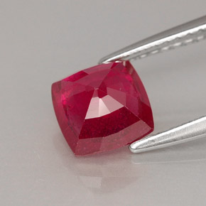 Rubino naturale rosso da 1,72 ct, taglio a cuscino, VS-SI