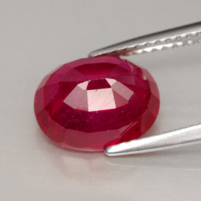 Rubino naturale rosso da 4,10 ct, taglio ovale, VS-SI