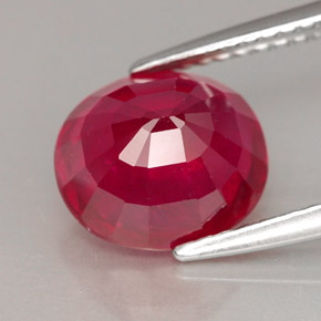 Rubino naturale rosso da 3,68 ct, taglio ovale, VS-SI