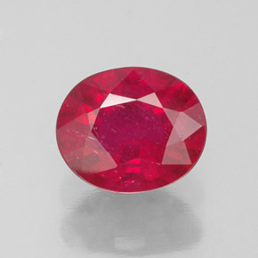 Rubino naturale rosso da 1,86 ct, taglio ovale, VS-SI