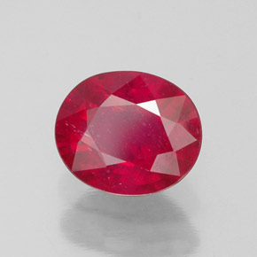 Rubino naturale rosso da 1,86 ct, taglio ovale, VS-SI