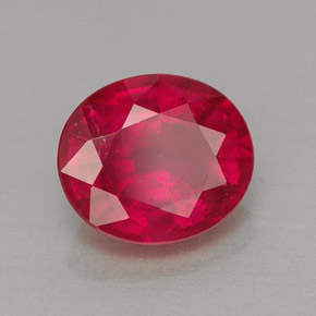 Rubino naturale rosso da 1,60 ct, taglio ovale, VS-SI