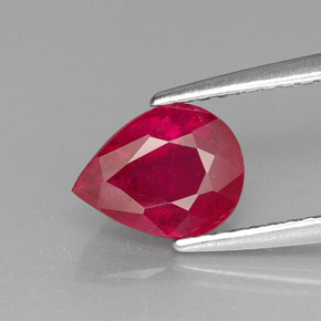 Rubino naturale rosso da 1,51 ct, taglio a pera, VS-SI