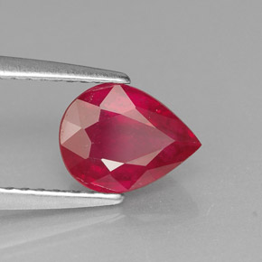 Rubino naturale rosso da 1,51 ct, taglio a pera, VS-SI