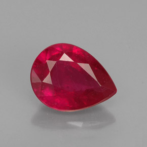 Rubino naturale rosso da 1,36 ct, taglio a pera, VS-SI
