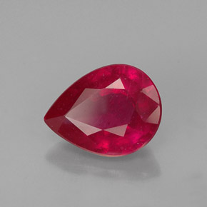Rubino naturale rosso da 1,36 ct, taglio a pera, VS-SI