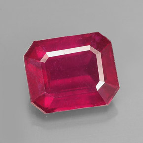 Rubino naturale rosso da 4,68 ct, taglio smeraldo, VS-SI