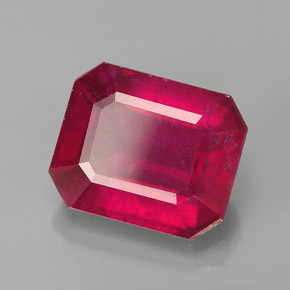 Rubino naturale rosso da 4,68 ct, taglio smeraldo, VS-SI