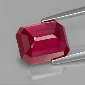 Rubino naturale rosso da 4,68 ct, taglio smeraldo, VS-SI