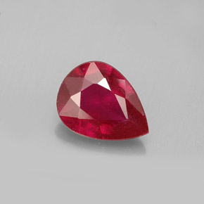 Rubino naturale rosso da 1,18 ct, taglio a pera, VS-SI