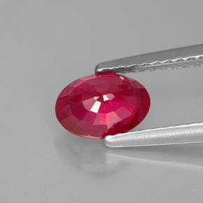 Rubino naturale rosso da 1,07 ct, taglio ovale, VS-SI
