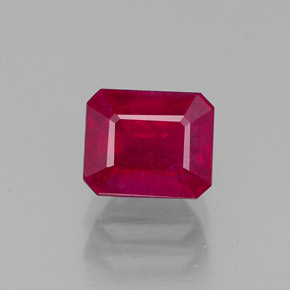 Rubino naturale rosso da 1,54 ct, taglio smeraldo, VS-SI