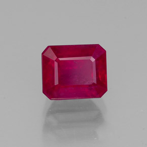 Rubino naturale rosso da 1,54 ct, taglio smeraldo, VS-SI
