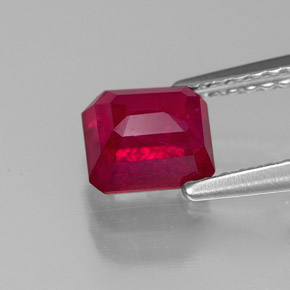Rubino naturale rosso da 1,54 ct, taglio smeraldo, VS-SI